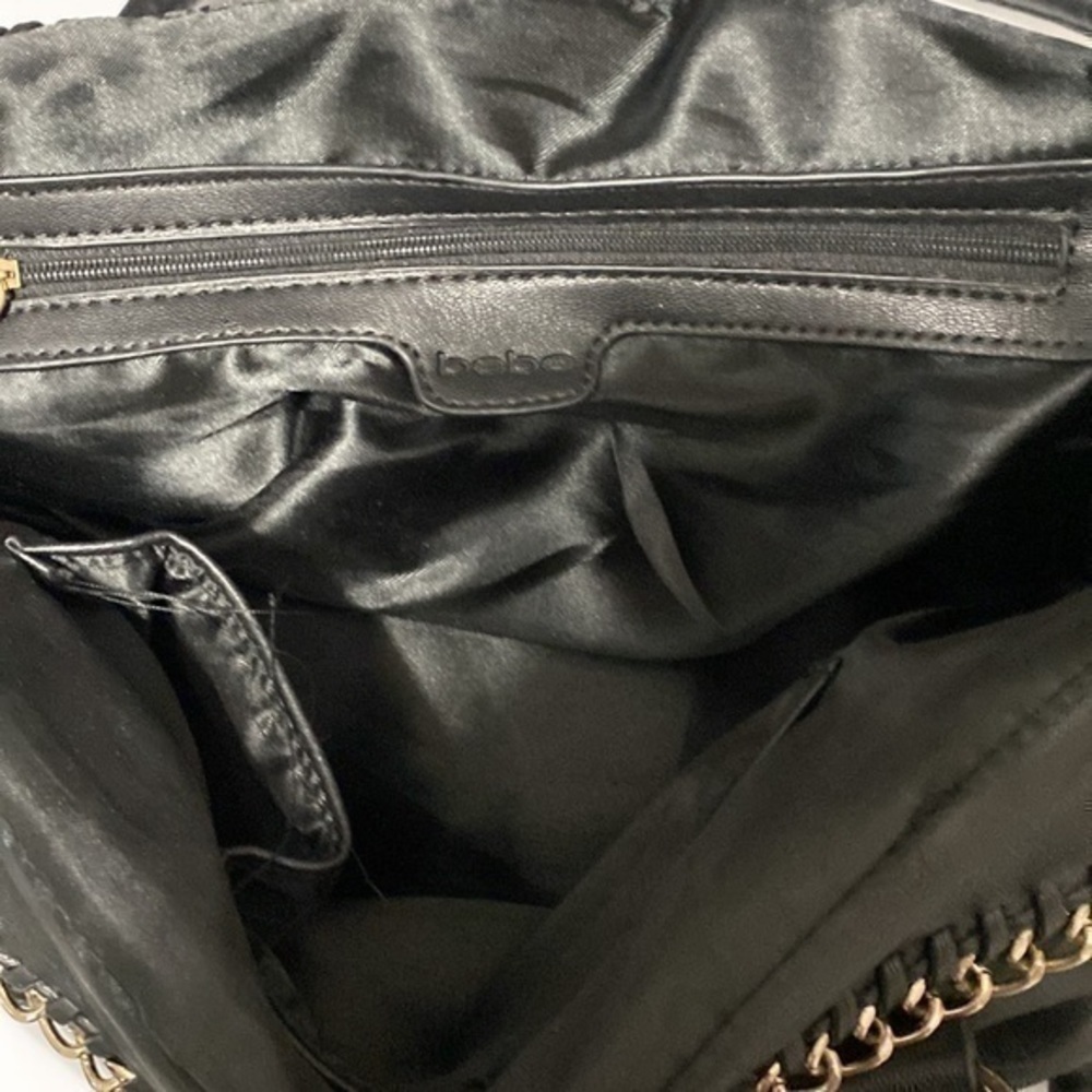 Bebe Sarah Satchel Black Quilted w/ Chain Accent! - Picture 8 of 11